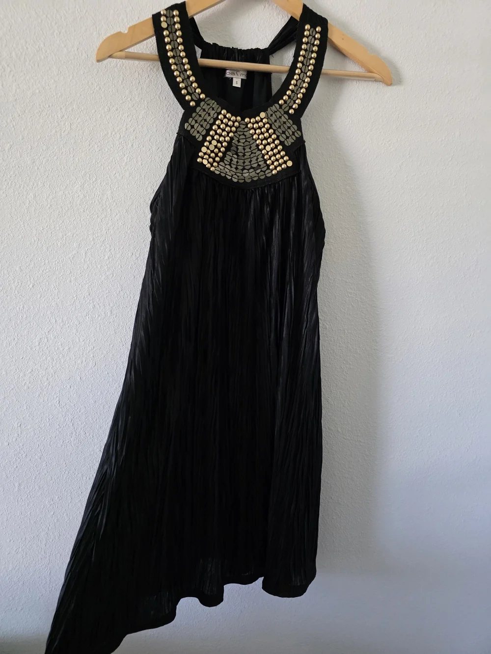 Moa Moa Black Mini Dress with Gold Embellished Halter